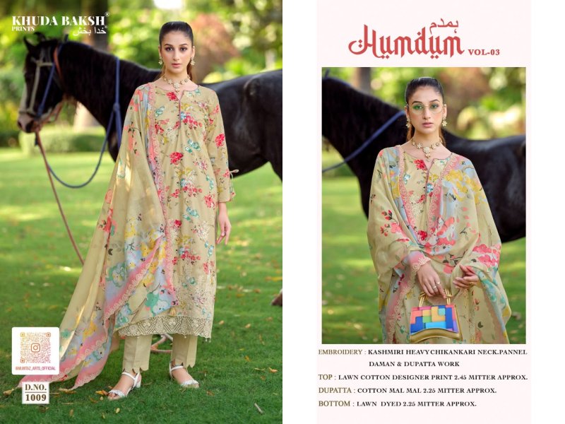 Humdum Vol 3 By Khuda Baksh Lawn Printed Pakistani Dress Material